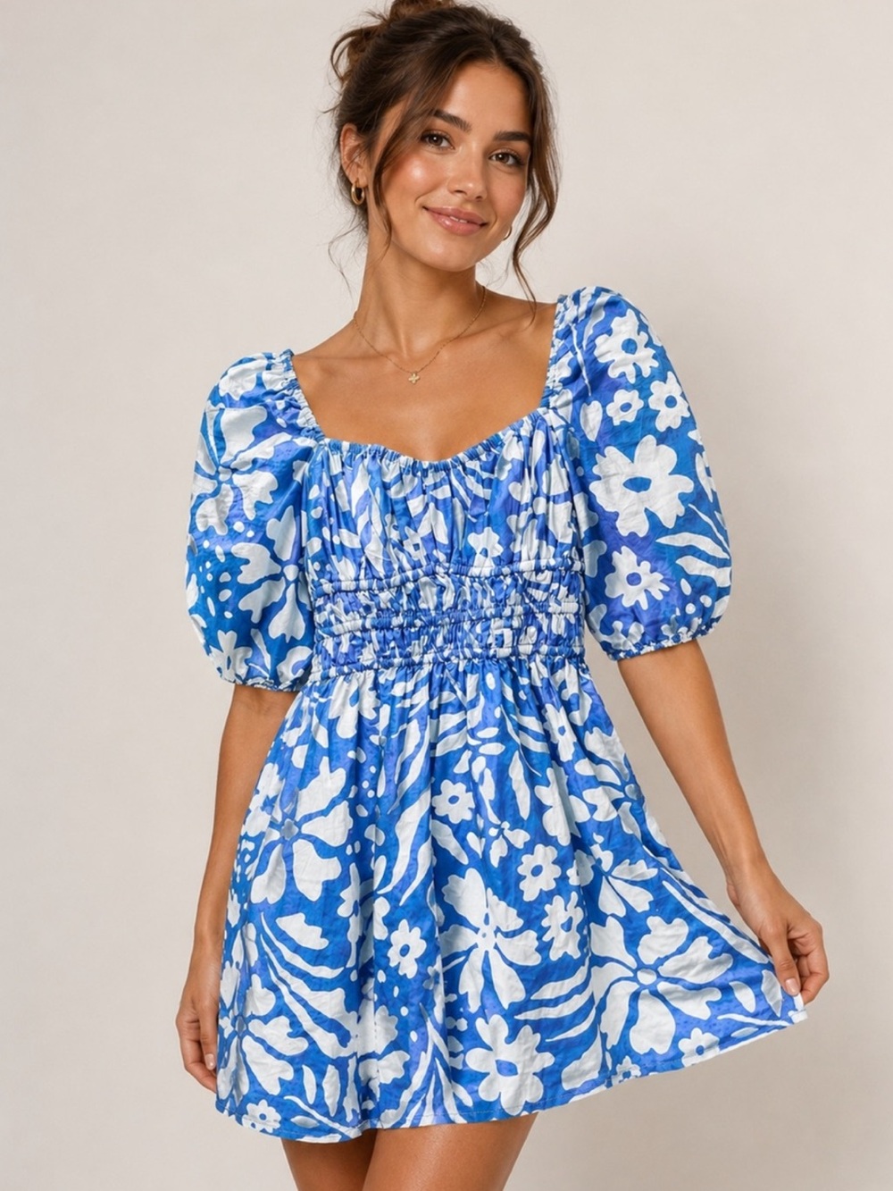 ✨ Faithfull The Brand Marinelli Mini Dress in Sidra Floral Blue ✨